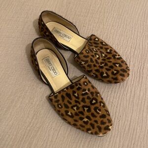 Jimmy Choo Brown Leopard Print Flats. Size 37